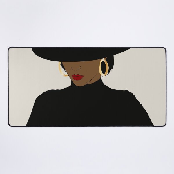 Item preview, Golden Noir – Elegant Black Woman in Wide-Brim Hat Minimalist Fashion Art designed and sold by dennaibz.