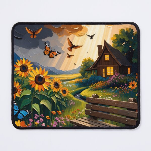 Item preview, The Wooden Bench and Sunflowers designed and sold by TinCatOutPost.
