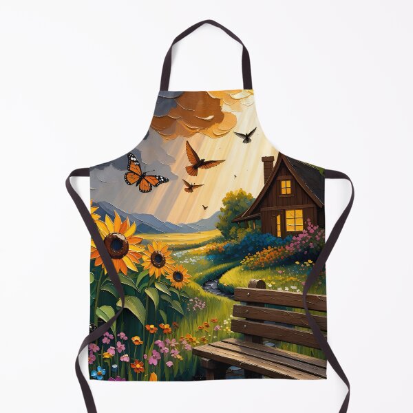 Item preview, The Wooden Bench and Sunflowers designed and sold by TinCatOutPost.
