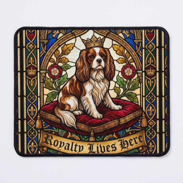 Item preview, Cavalier King Charles Stained Glass Dog Art designed and sold by pinkal.
