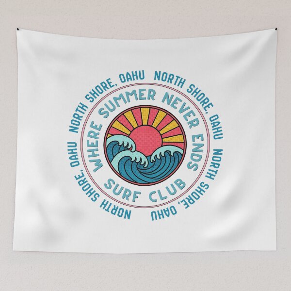Item preview, North Shore Oahu Surf Club Retro Sunset Wave Badge Design designed and sold by DonnaRaine.