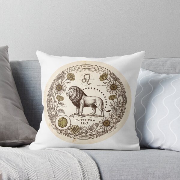 Item preview, Vintage Leo zodiac lion with sunflower and peridot designed and sold by Osmose-Studio ⭐⭐⭐⭐⭐.