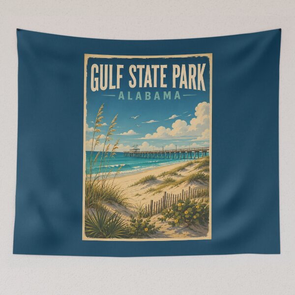 Item preview, Gulf State Park Alabama Illustration Travel Art Vintage designed and sold by KrisSidDesigns.