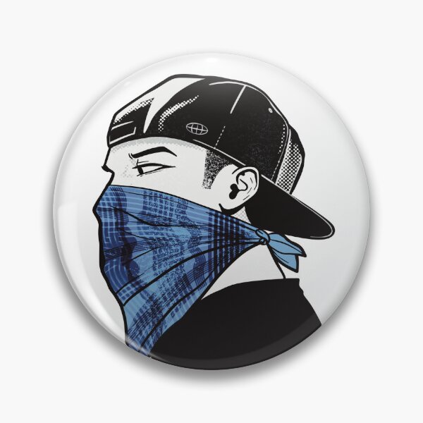 Item preview, Manga Hand-Drawn Young Man in Black Cap and Blue Checkered Face Scarf, Isolated Transparent Background designed and sold by Pics'Elle Creations.