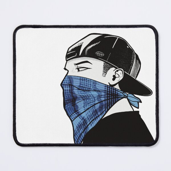Item preview, Manga Hand-Drawn Young Man in Black Cap and Blue Checkered Face Scarf, Isolated Transparent Background designed and sold by Pics'Elle Creations.