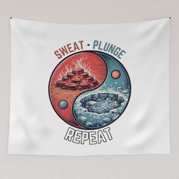 Item preview, Sweat Plunge Repeat - Yin Yang Sauna and Cold Plunge Ice Bath Lover designed and sold by Neurospicy Trolls.