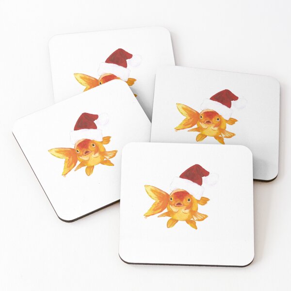 Item preview, Original Acrylic Painted Christmas Goldfish Wearing a red Santa hat designed and sold by BurgessFamily.