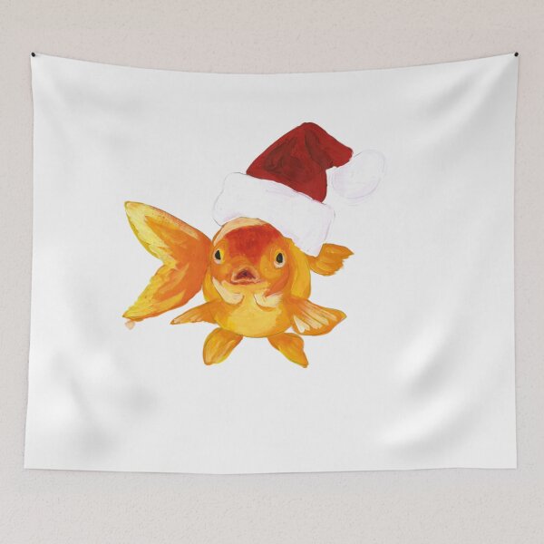 Item preview, Original Acrylic Painted Christmas Goldfish Wearing a red Santa hat designed and sold by BurgessFamily.