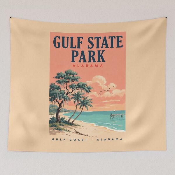 Item preview, Gulf State Park Beach Alabama Illustration Travel Art Vintage designed and sold by KrisSidDesigns.