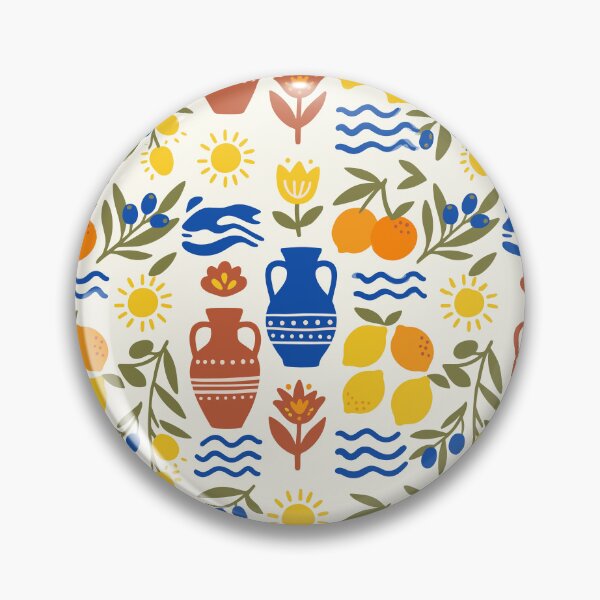 Item preview, Mediterranean Summer Lemons, Olives, and Amphora Pattern designed and sold by artistastshirt.