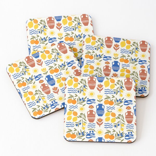 Item preview, Mediterranean Summer Lemons, Olives, and Amphora Pattern designed and sold by artistastshirt.