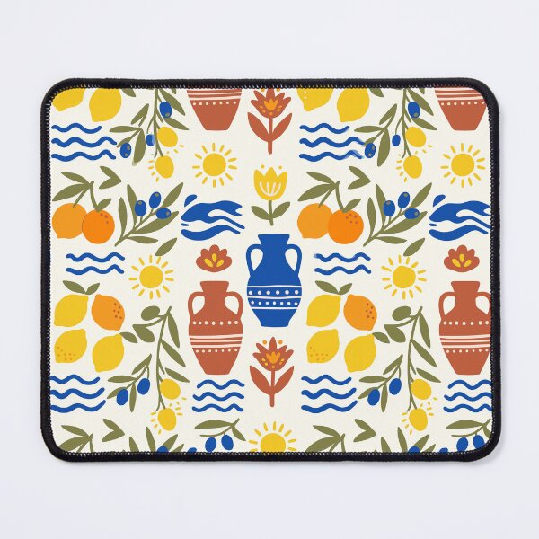 Item preview, Mediterranean Summer Lemons, Olives, and Amphora Pattern designed and sold by artistastshirt.