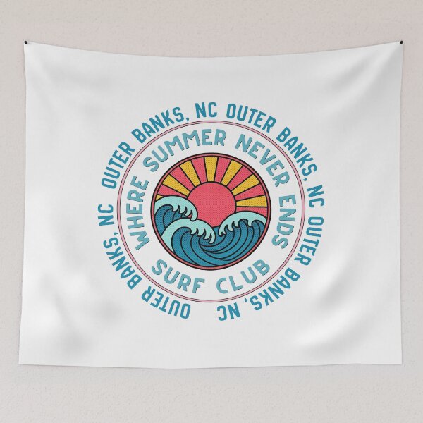 Item preview, Outer Banks NC Surf Club Retro Sunset Wave Badge Design designed and sold by DonnaRaine.