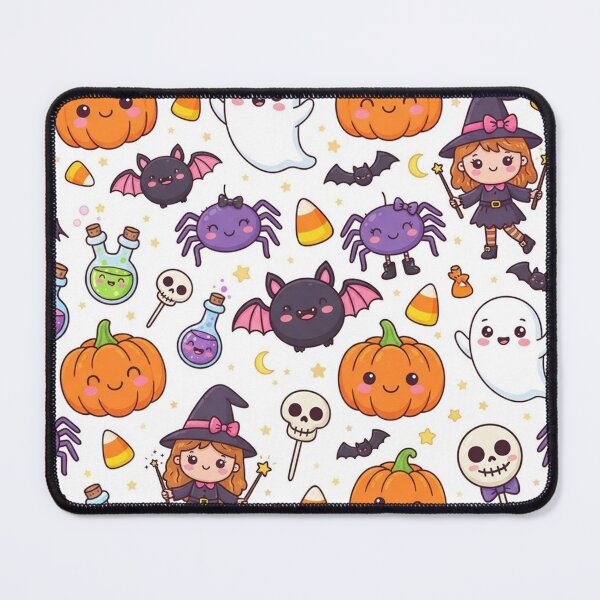 Item preview, Cute Kawaii Halloween Seamless Pattern - Ghosts Pumpkins Witches Bats Candy designed and sold by LenNo9881.