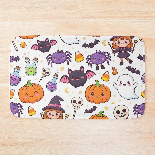 Item preview, Cute Kawaii Halloween Seamless Pattern - Ghosts Pumpkins Witches Bats Candy designed and sold by LenNo9881.