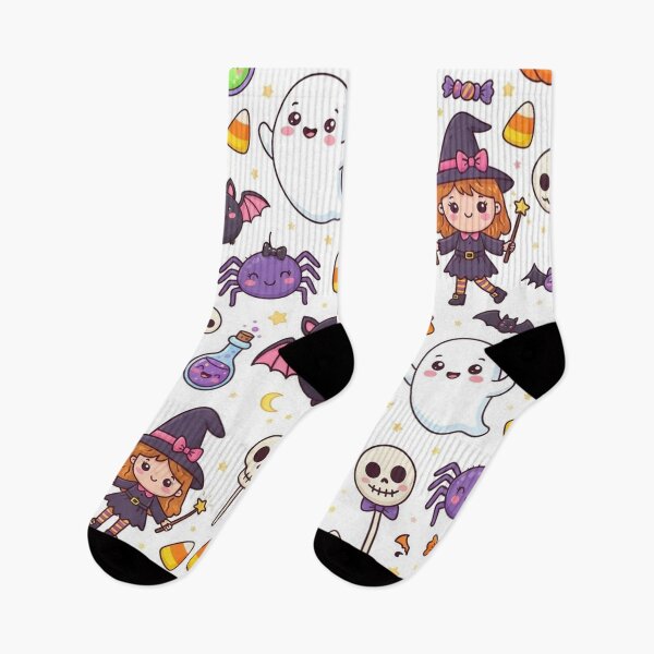 Item preview, Cute Kawaii Halloween Seamless Pattern - Ghosts Pumpkins Witches Bats Candy designed and sold by LenNo9881.