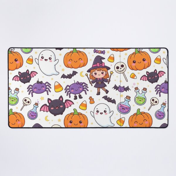 Item preview, Cute Kawaii Halloween Seamless Pattern - Ghosts Pumpkins Witches Bats Candy designed and sold by LenNo9881.