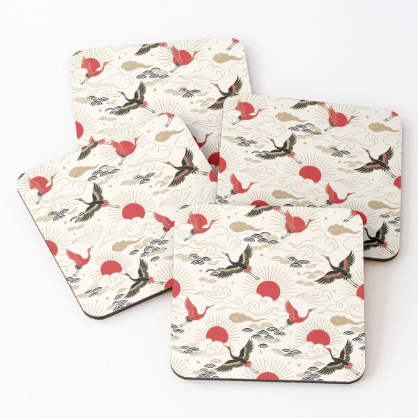 Item preview, Traditional Japanese Flying Cranes and Rising Sun Pattern designed and sold by artistastshirt.