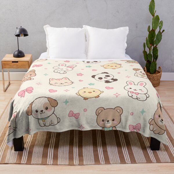 Item preview, Kawaii Cute Animals Bunny Panda Puppy Pastel Pattern Graphic Tee designed and sold by TM DESIGNS AND MORE.