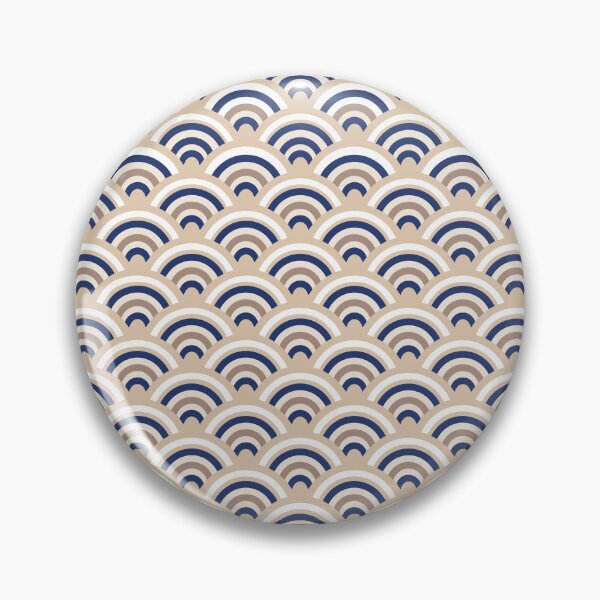 Item preview, Classic Japanese Seigaiha Wave Pattern in Indigo and Beige designed and sold by artistastshirt.