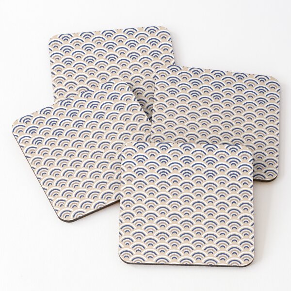 Item preview, Classic Japanese Seigaiha Wave Pattern in Indigo and Beige designed and sold by artistastshirt.