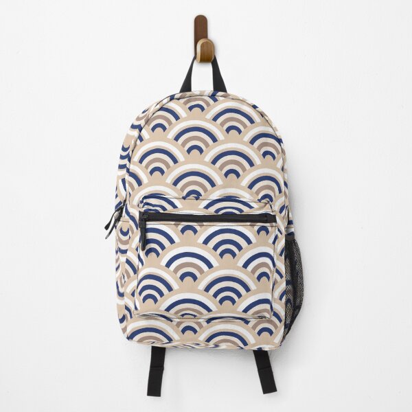 Item preview, Classic Japanese Seigaiha Wave Pattern in Indigo and Beige designed and sold by artistastshirt.