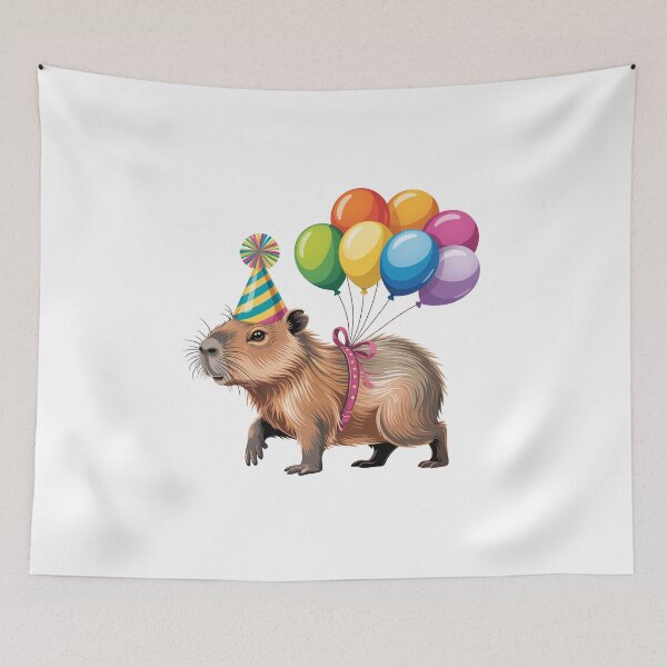 Item preview, Capybara with Balloons and Party Hat designed and sold by jkrphoto.