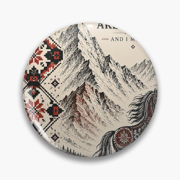 Item preview, The Mountains Are Calling and I Must Go – Folk Art Horse Mountain Adventure, Vintage Alpine Landscape, Boho Ethnic Hiking Nature Design & Outdoor Lover Gift designed and sold by Gold Turtle  Lina.