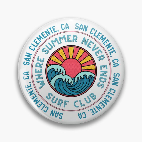 Item preview, San Clemente CA Surf Club Retro Sunset Wave Badge Design designed and sold by DonnaRaine.