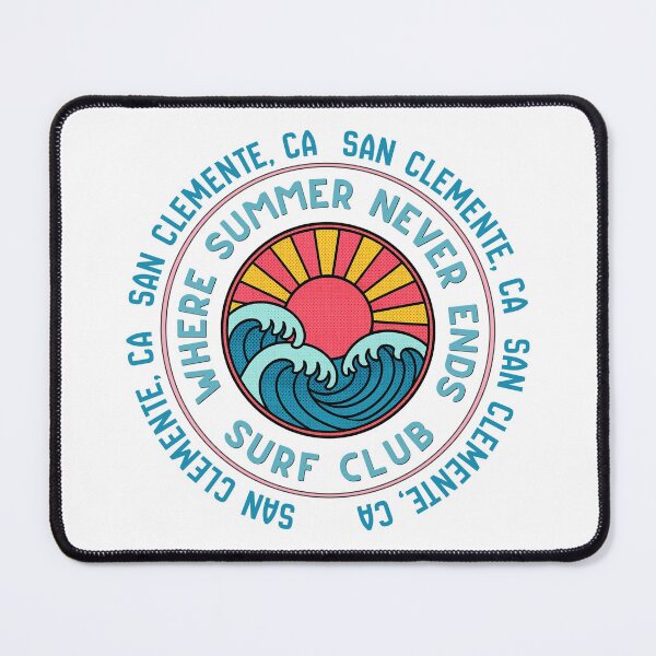 Item preview, San Clemente CA Surf Club Retro Sunset Wave Badge Design designed and sold by DonnaRaine.