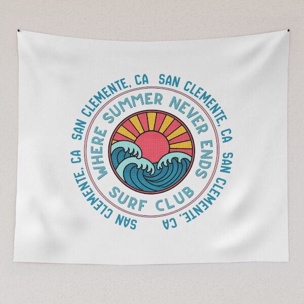 Item preview, San Clemente CA Surf Club Retro Sunset Wave Badge Design designed and sold by DonnaRaine.
