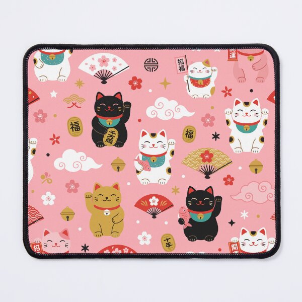 Item preview, Kawaii Pink Maneki Neko Japanese Lucky Cat Pattern designed and sold by artistastshirt.