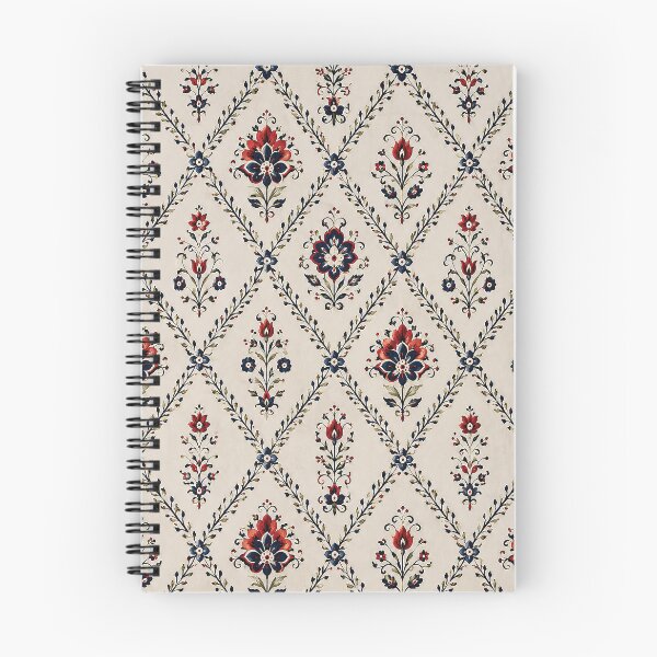 Item preview, Vintage Red and Navy Folk Floral Pattern – Traditional Botanical Ornament with Tulip Flowers, Decorative Vines and Heritage Textile Inspired Design designed and sold by Gold Turtle  Lina.