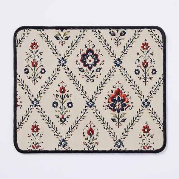 Item preview, Vintage Red and Navy Folk Floral Pattern – Traditional Botanical Ornament with Tulip Flowers, Decorative Vines and Heritage Textile Inspired Design designed and sold by Gold Turtle Lina.