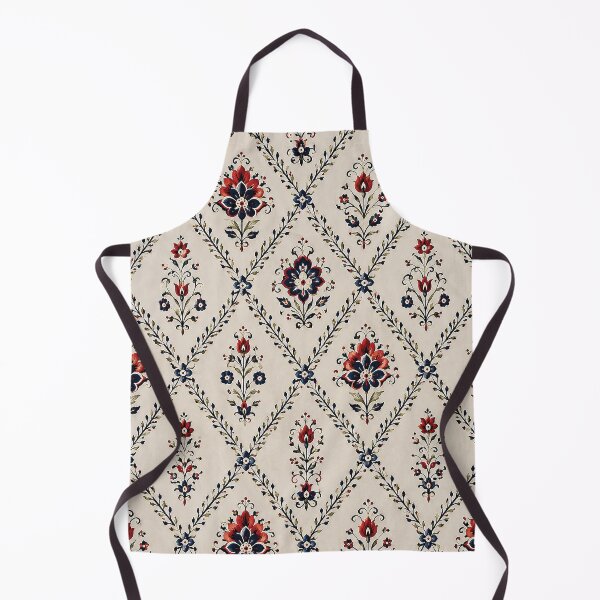 Item preview, Vintage Red and Navy Folk Floral Pattern – Traditional Botanical Ornament with Tulip Flowers, Decorative Vines and Heritage Textile Inspired Design designed and sold by Gold Turtle Lina.
