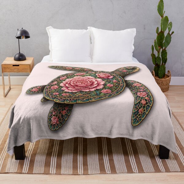 Item preview, Swimming Flower Sea Turtle | Ocean Flower Bloom Art Collection designed and sold by Zaru Art Studio.