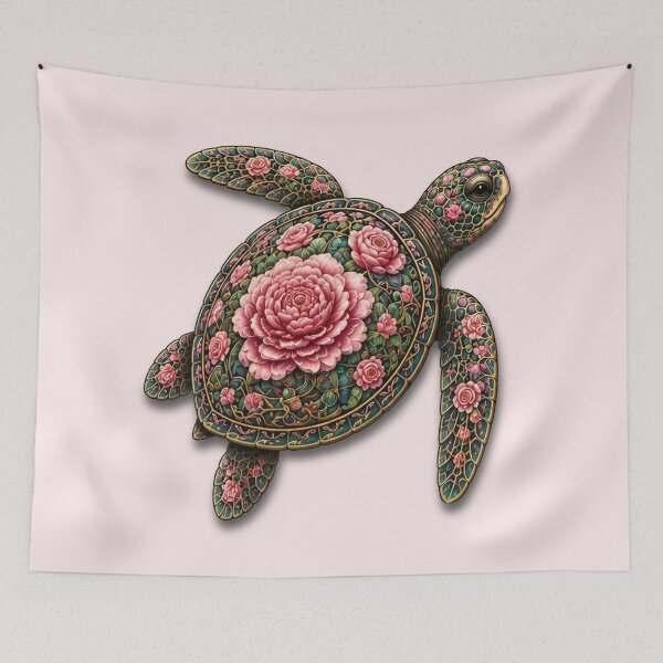 Item preview, Swimming Flower Sea Turtle | Ocean Flower Bloom Art Collection designed and sold by Zaru Art Studio.