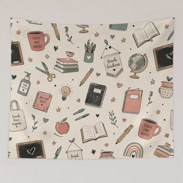 Item preview, Teacher Classroom Books Coffee School Supplies Pattern Graphic Tee designed and sold by TM DESIGNS AND MORE.