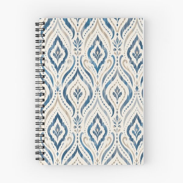 Item preview, Blue and Beige Watercolor Ikat Pattern – Elegant Boho Tribal Floral Ornament with Damask Teardrop Motifs and Vintage Textile Inspired Design designed and sold by Gold Turtle  Lina.