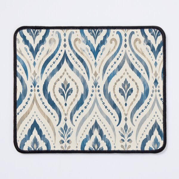 Item preview, Blue and Beige Watercolor Ikat Pattern – Elegant Boho Tribal Floral Ornament with Damask Teardrop Motifs and Vintage Textile Inspired Design designed and sold by Gold Turtle Lina.