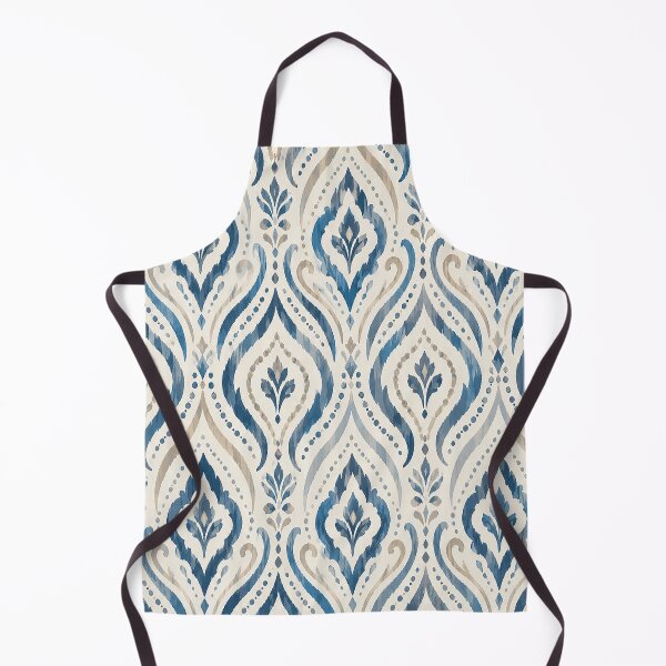Item preview, Blue and Beige Watercolor Ikat Pattern – Elegant Boho Tribal Floral Ornament with Damask Teardrop Motifs and Vintage Textile Inspired Design designed and sold by Gold Turtle Lina.