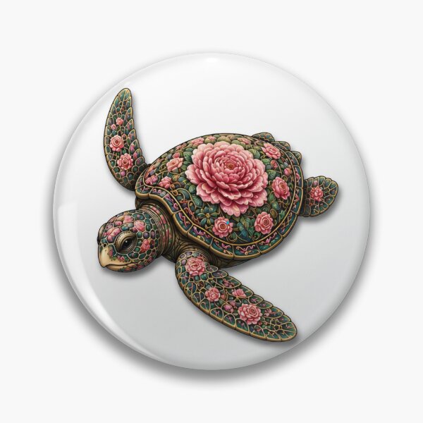 Item preview, Floral Sea Turtle Swimming | Ocean Flower Bloom Art Collection designed and sold by Zaru Art Studio.