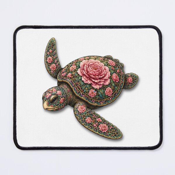 Item preview, Floral Sea Turtle Swimming | Ocean Flower Bloom Art Collection designed and sold by Zaru Art Studio.