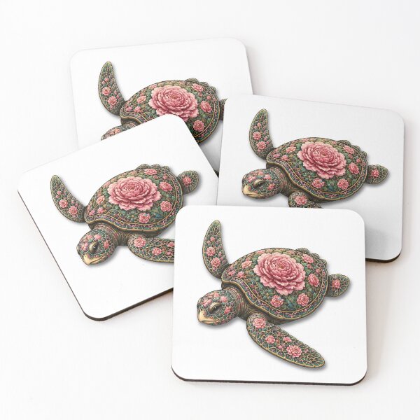 Item preview, Floral Sea Turtle Swimming | Ocean Flower Bloom Art Collection designed and sold by Zaru Art Studio.