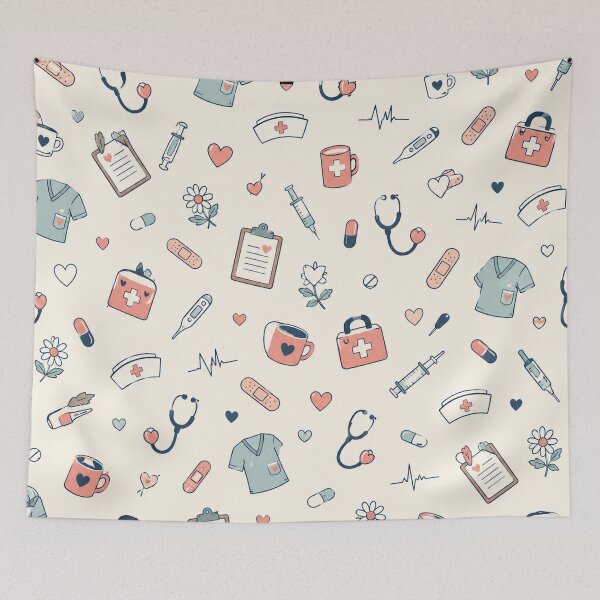 Item preview, Nurse Stethoscope Scrubs Medical Care Pattern Graphic Tee designed and sold by TM DESIGNS AND MORE.