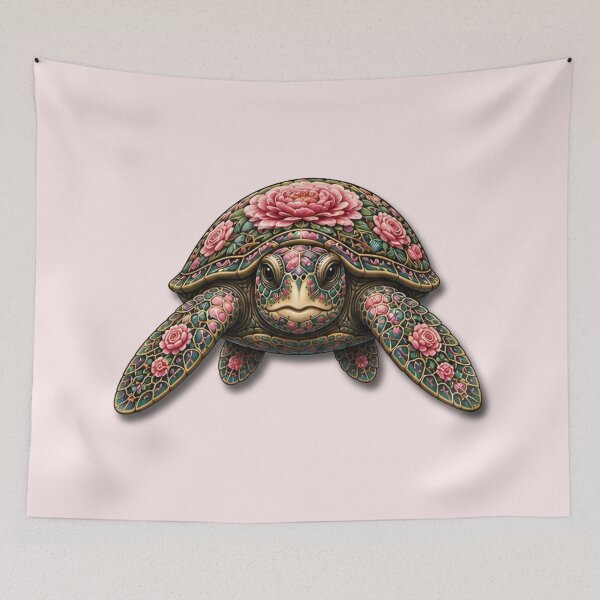 Item preview, Floral Turtle | Ocean Flower Bloom Art Collection designed and sold by Zaru Art Studio.