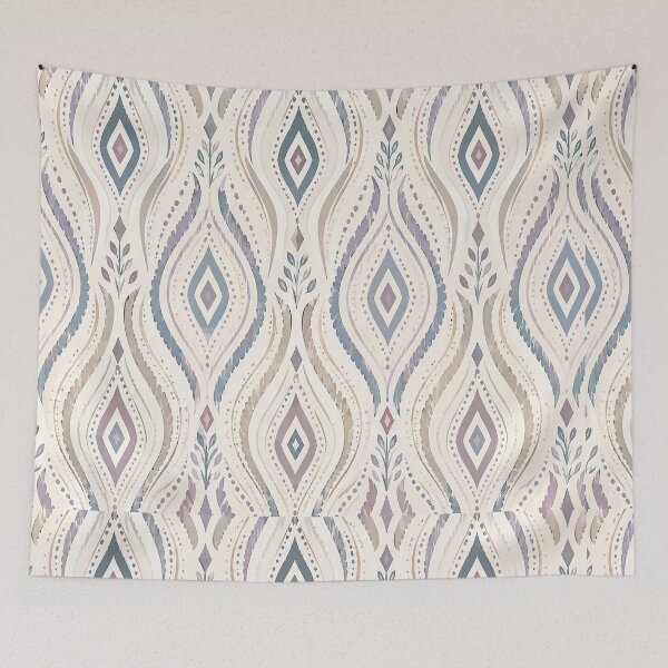 Item preview, Soft Pastel Boho Geometric Ikat Pattern – Elegant Neutral Tribal Teardrop Motif with Dusty Blue, Lavender and Beige Ornamental Design designed and sold by Gold Turtle  Lina.