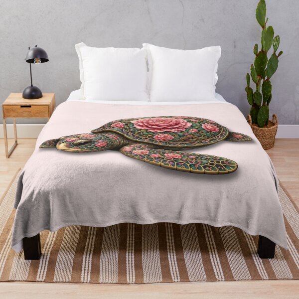 Item preview, Resting Floral Sea Turtle | Ocean Flower Bloom Art Collection designed and sold by Zaru Art Studio.