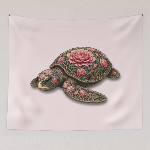 Item preview, Resting Floral Sea Turtle | Ocean Flower Bloom Art Collection designed and sold by Zaru Art Studio.