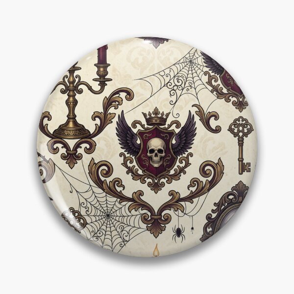 Item preview, Dark Gothic Halloween Seamless Pattern - Roses Ravens Skull Crest Candles designed and sold by LenNo9881.